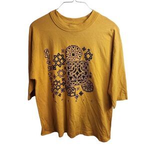 Vintage 80s Carlton Fashions Mosaic Gold Oversized Comfy T Shirt Size 2x